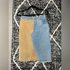 Jeanology Leather and Denim Skirt